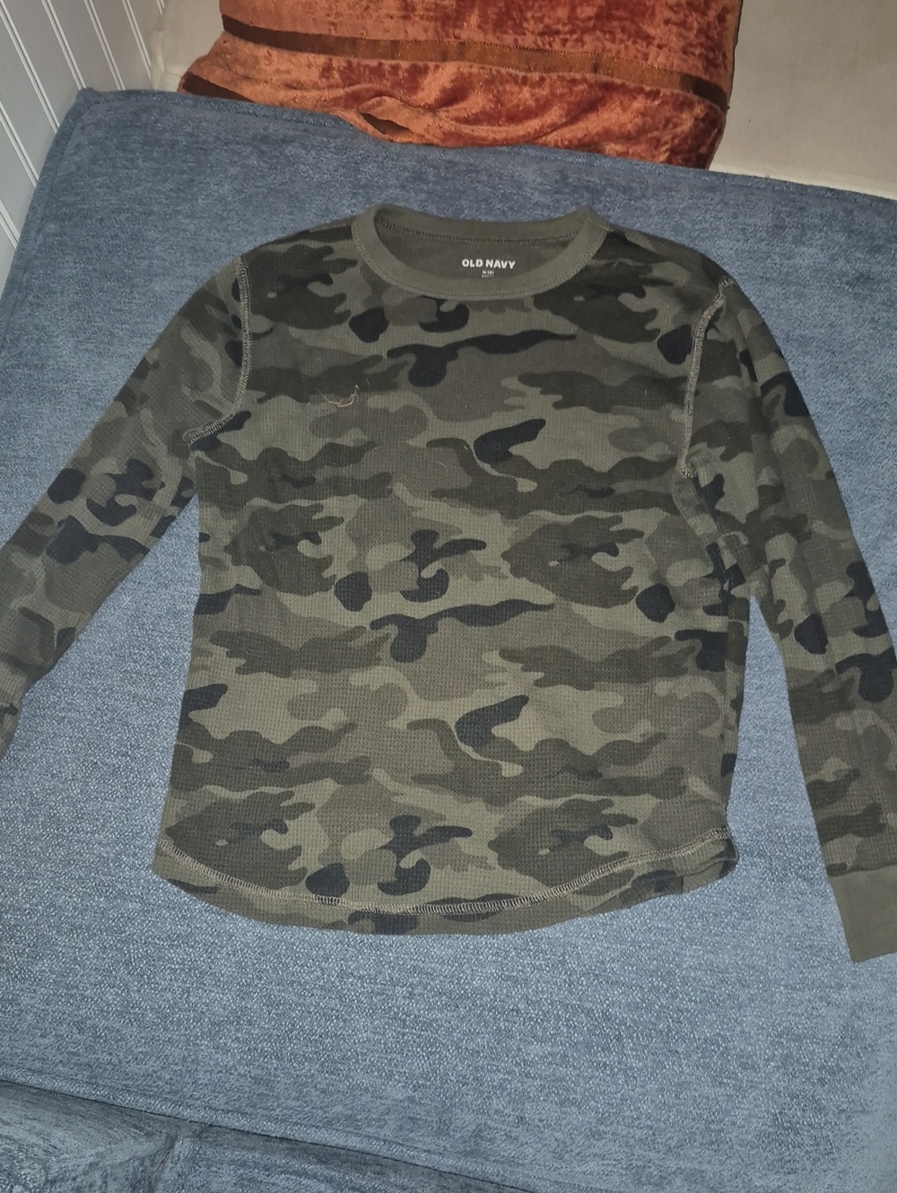 Old Navy Olive Green and Black Camo Thermal Crew Shirt